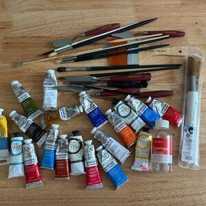 Oil Painting Supply Bundle – Winsor & Newton, Gamblin, Bob Ross Brushes